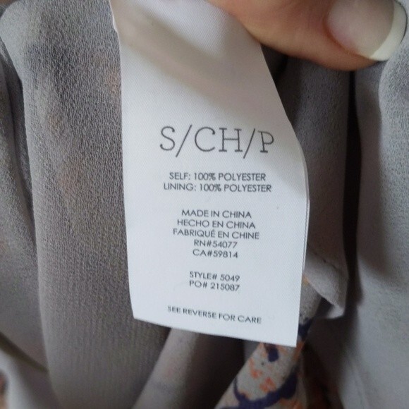 CAbi Fresco Boho slip dress - gray, navy, orange - Small #5049 - Picture 6 of 6